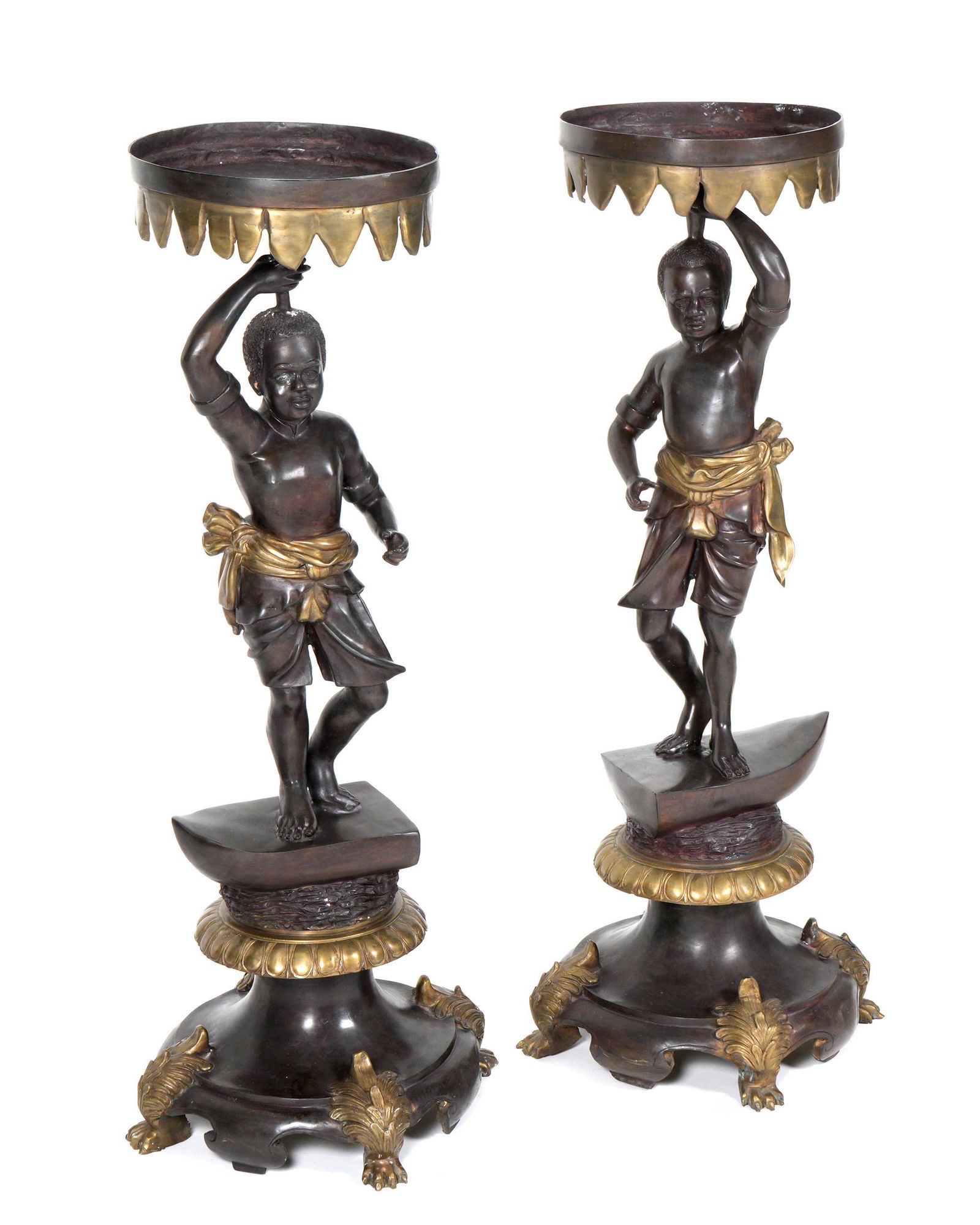 Pair Maitland-Smith Bronze Blackamoor Plant Stands (1 of 5)