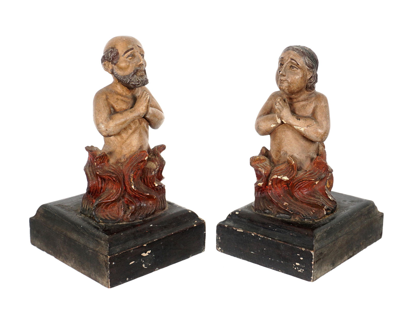 Pair Spanish Colonial Anima Sola Santos Figures (1 of 9)