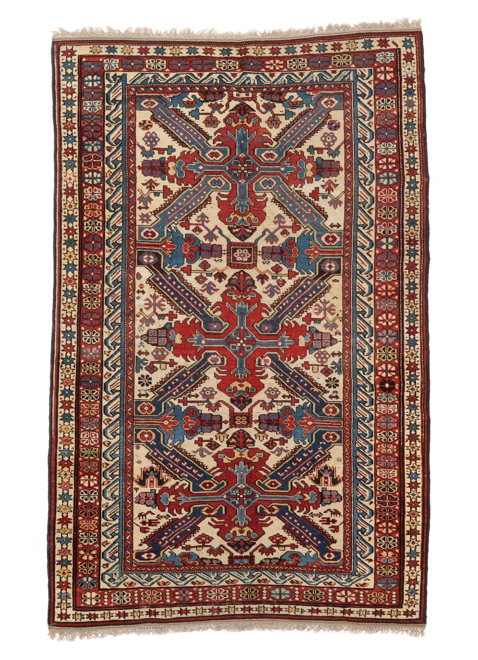 Antique 19th Century Caucasian Ivory Seychour Rug / Carpet (1 of 5)