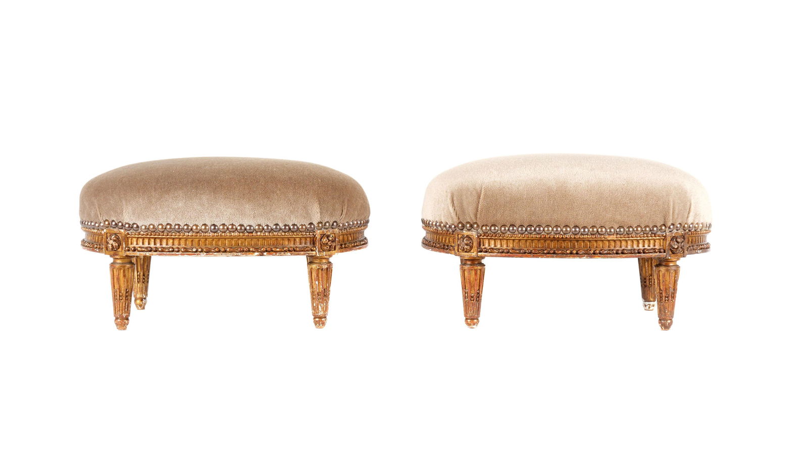 Pair 19th C. French Carved Gilt Wood Foot Stools (1 of 10)