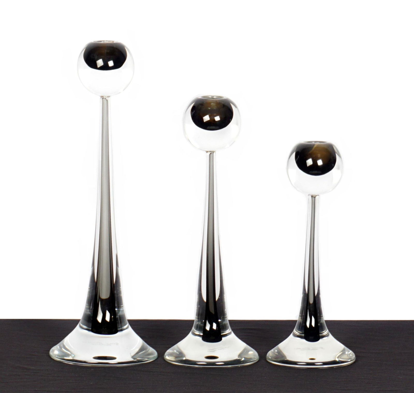Set of Three Gino Cenedese Murano Candlesticks (1 of 7)