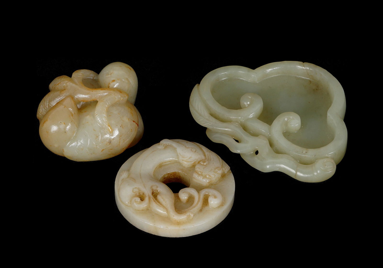 Three Chinese Carved Jade Items (1 of 13)