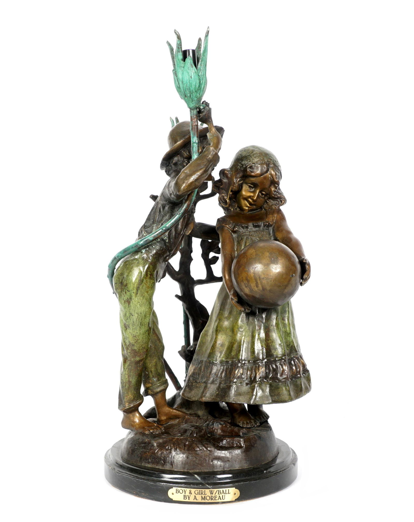 After Moreau Boy & Girl with Ball Bronze Lamp (1 of 9)