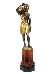 Large French Gilt & Patinated Bronze Nubian attr. to Graux-Marly Foundry