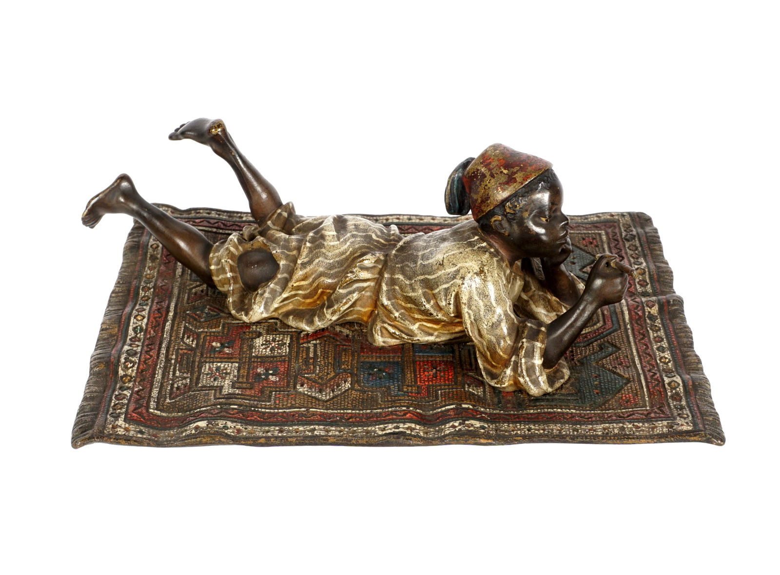 Franz Bergmann Boy on Carpet Cold Painted Bronze (1 of 11)