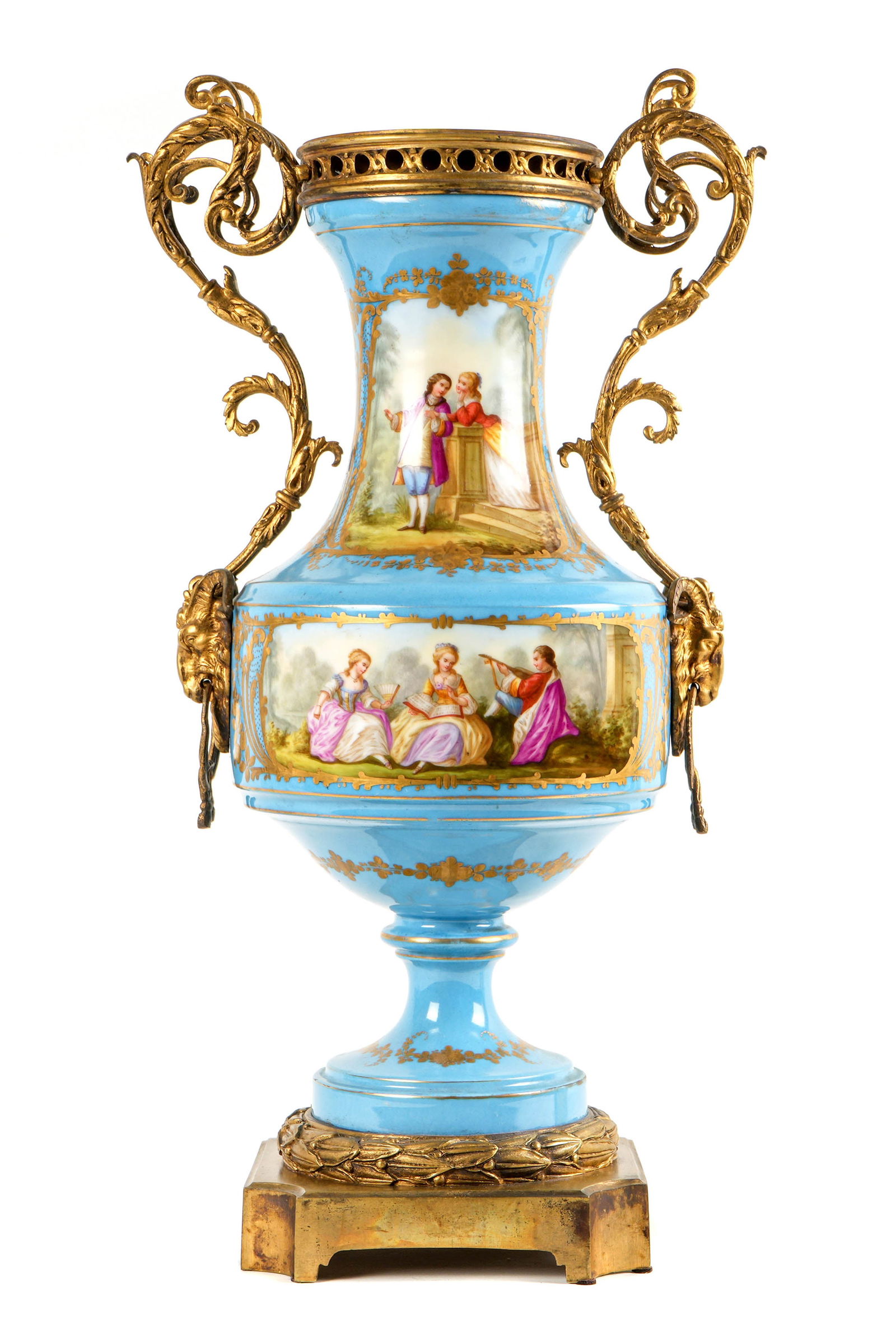 Monumental Gilt Bronze Mounted Sevres Style Urn (1 of 9)