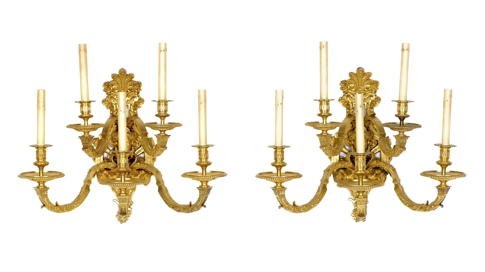 Stunning Pair Antique French Regency Style Wall Sconces (1 of 6)