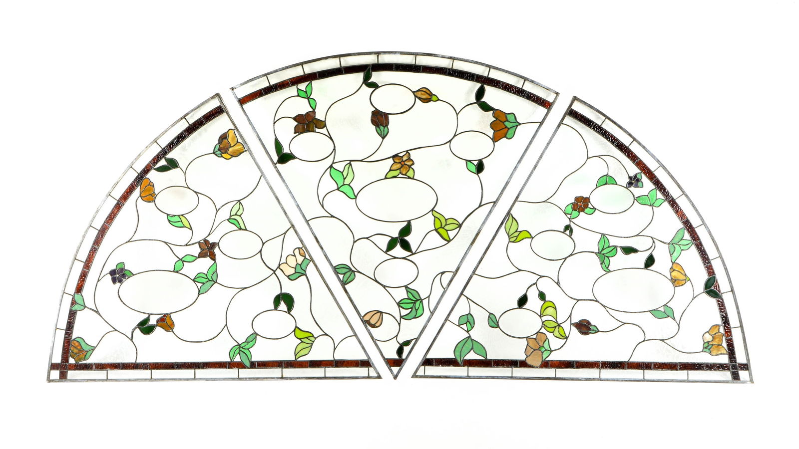 Three Piece Semi Circle Stained Glass Window (1 of 6)