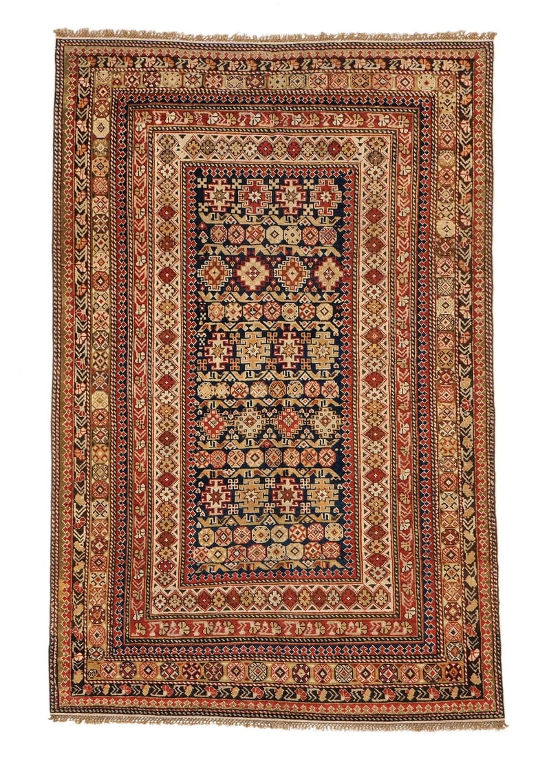 Antique Caucasian Scatter Rug C. 1875 4'1" x 6'2" (1 of 5)
