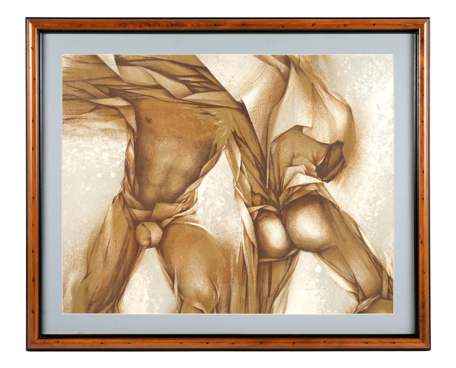 Charles Louis Lasalle Pastel Portrait 2 Nude Men: LA SALLE, Charles Louis, (French, 1938-): Portrait of two nude men, Pastel on Paper, no visible signature possibly under the mat, sight size 21.75" x 28", framed 28" x 34.5". Not examined out of frame