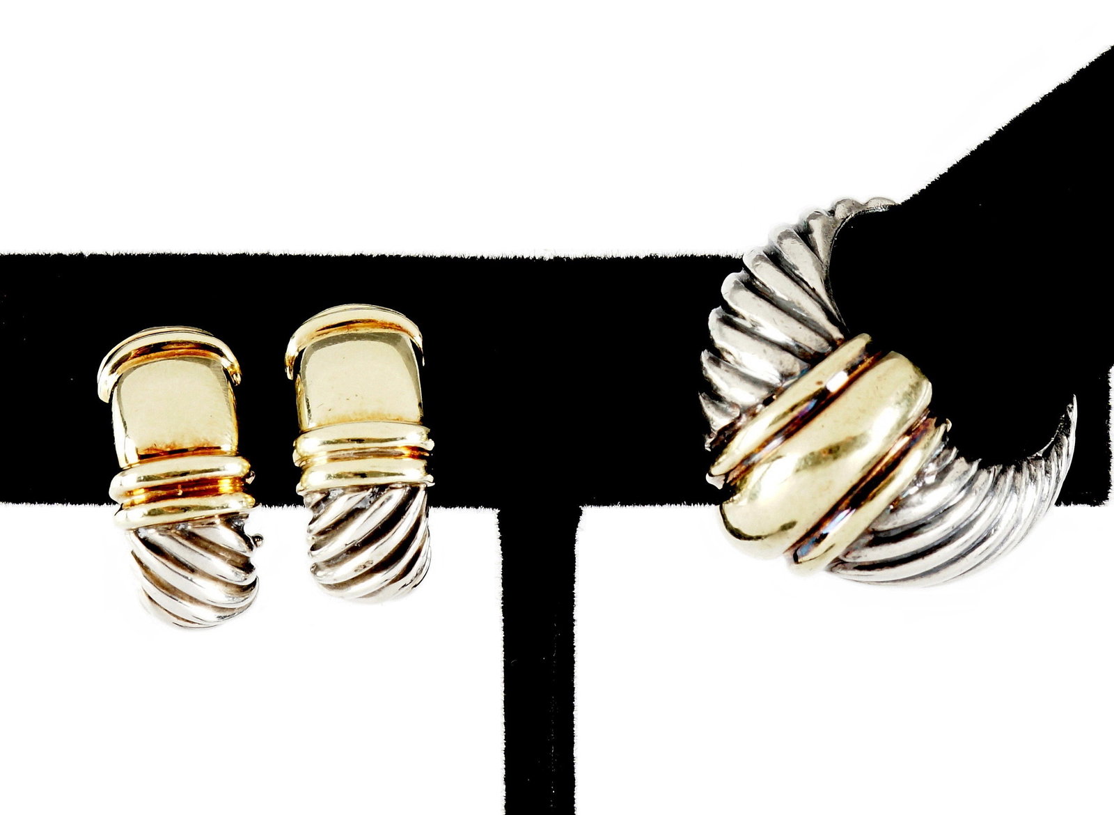 David Yurman Sterling & Gold Ring & Earclips (1 of 14)
