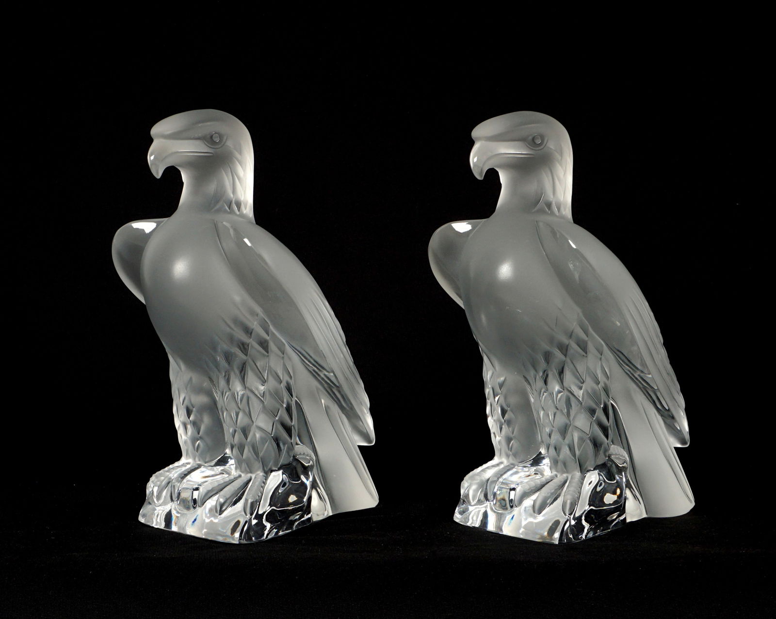 Pair Lalique Crystal Liberty Eagle Sculptures (1 of 10)