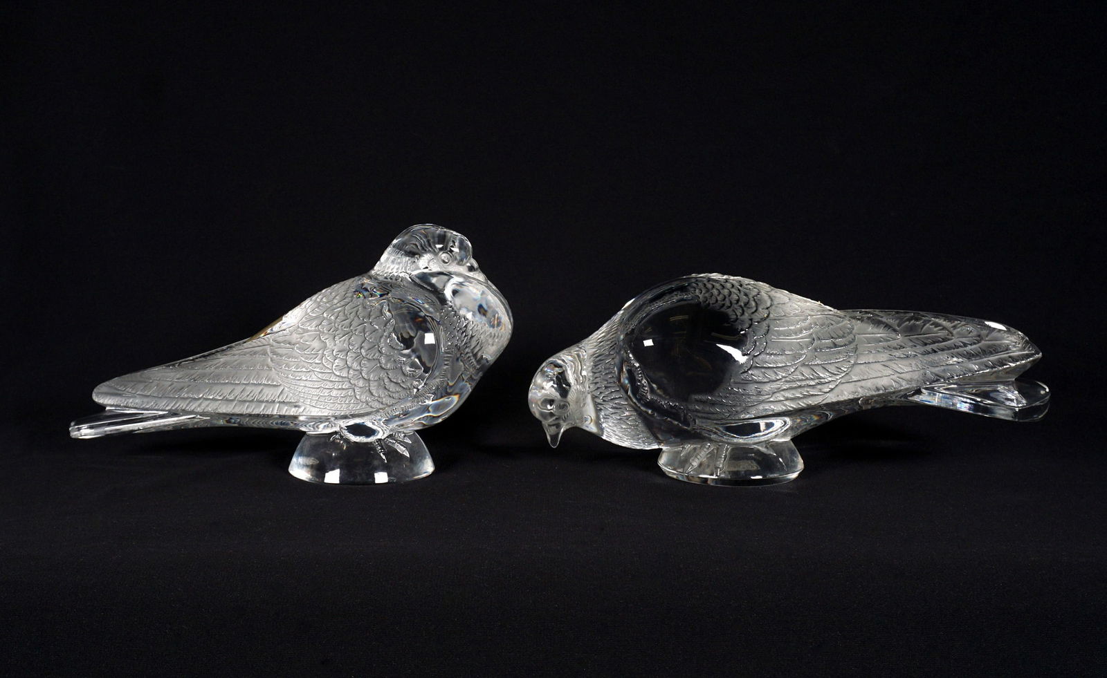 Pair Lalique Crystal Life Size Pigeon Sculptures (1 of 16)