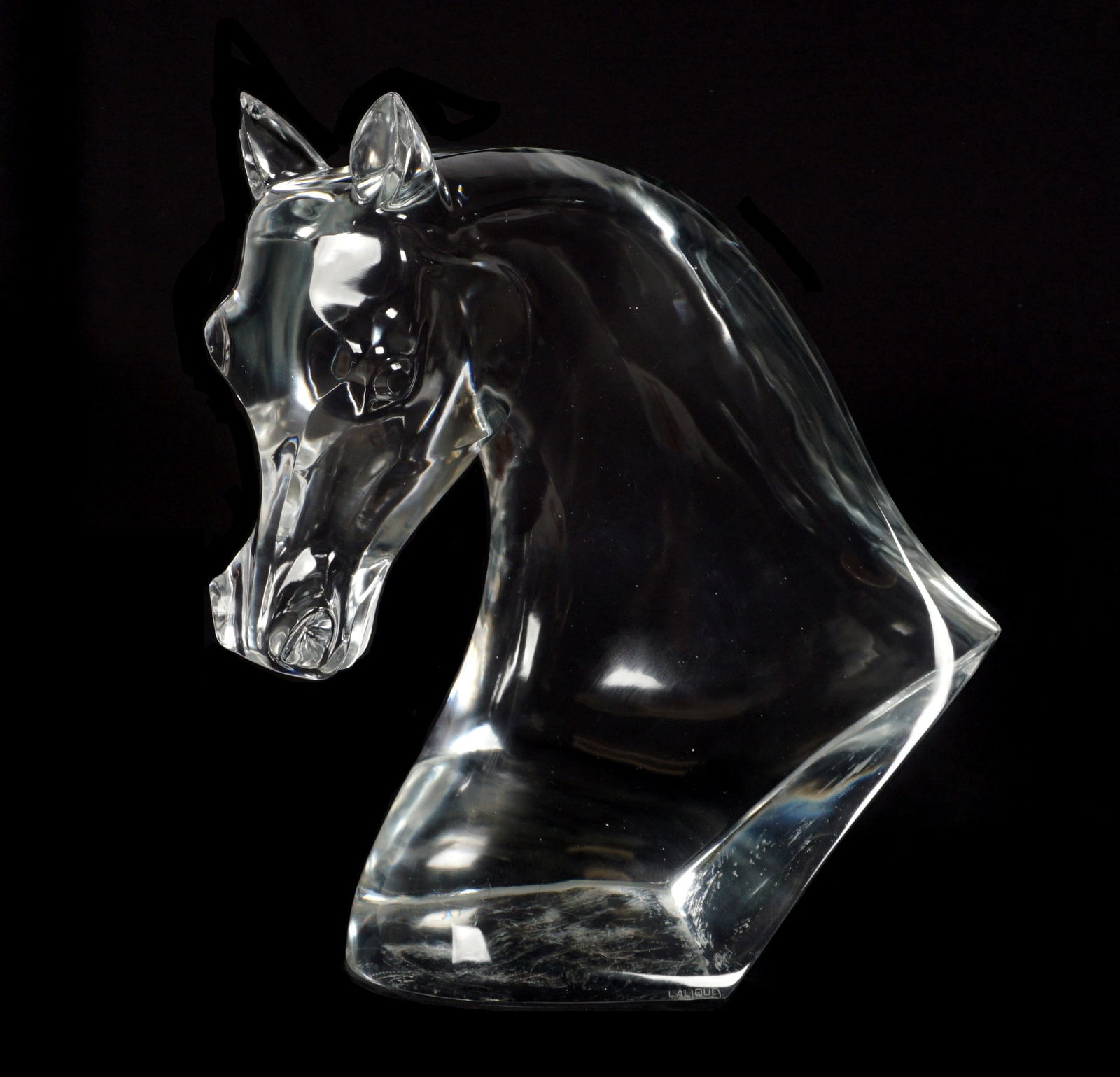 Large Lalique Crystal Horse Head Sculpture Auction