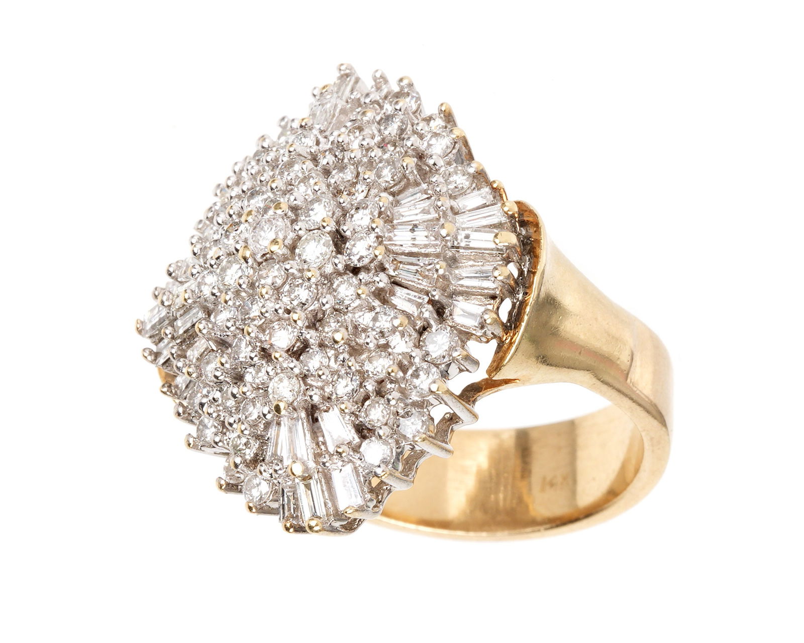 Large Gold and Diamond Cluster Cocktail Ring (1 of 6)