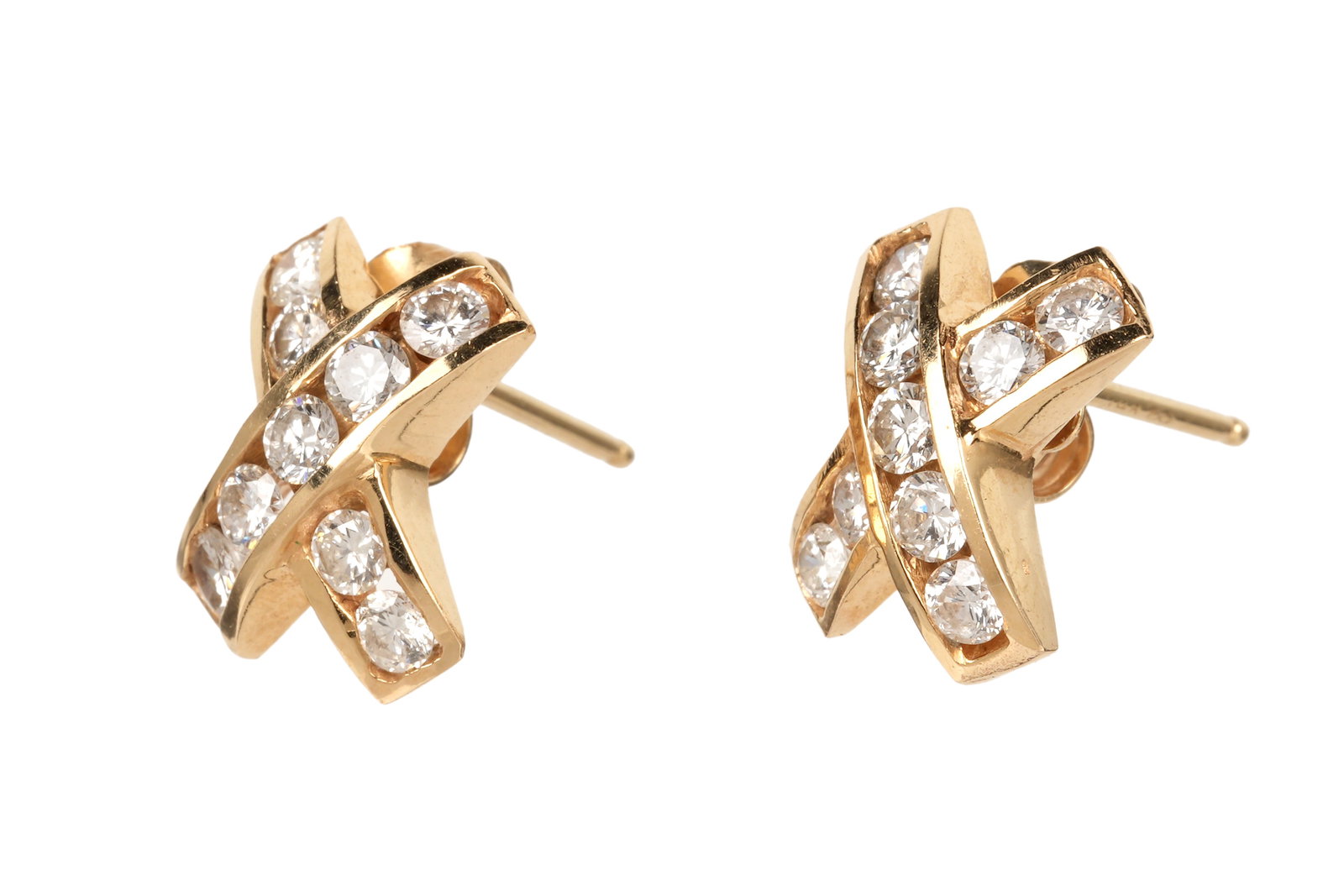 Pair X Form Gold and Diamond Earrings (1 of 4)