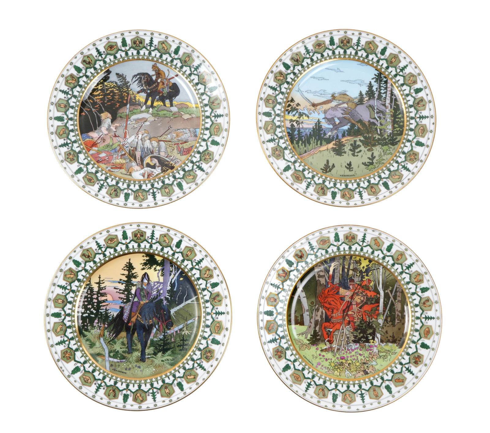 Four Kornilov Brothers Bilibin Cabinet Plates (1 of 7)
