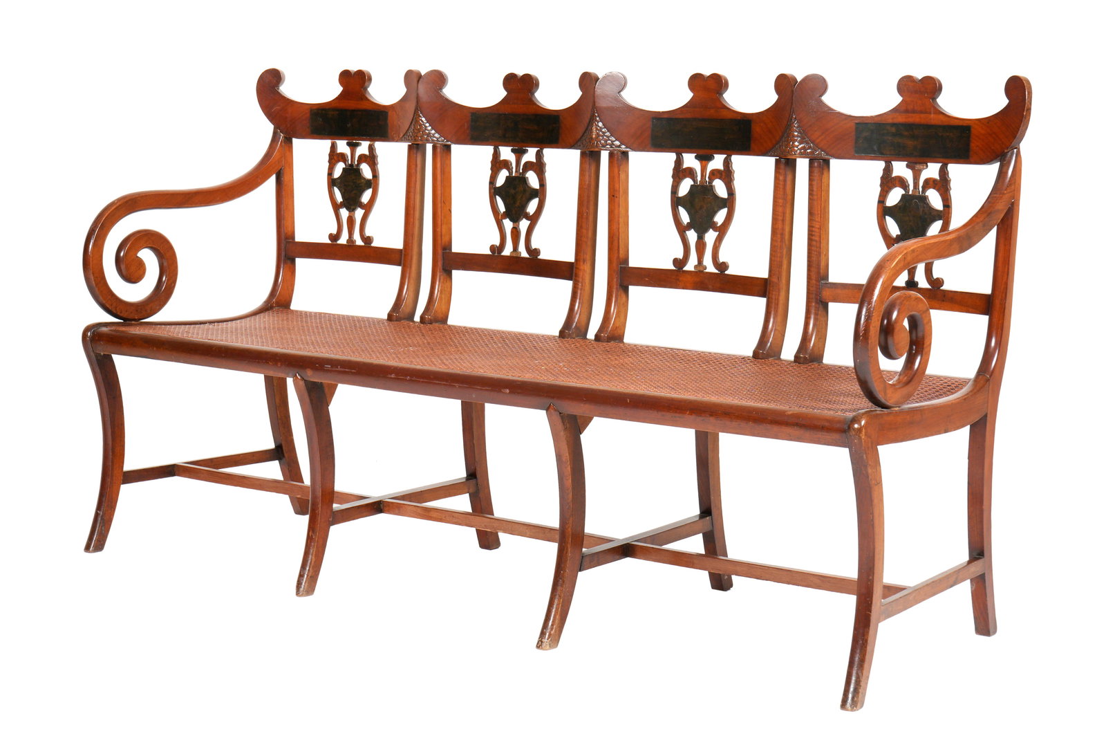 Early Austrian? Carved & Caned Four Seat Settee (1 of 9)