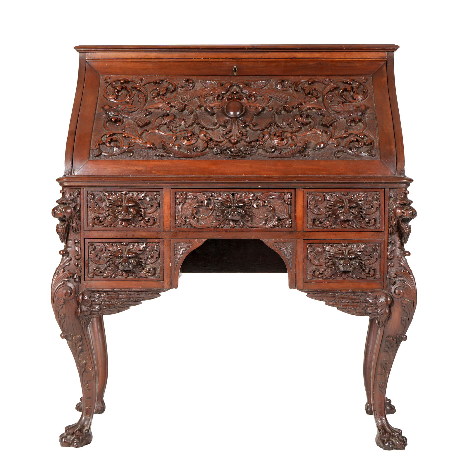 Impressive Antique RJ Horner Carved Mahogany Desk (1 of 10)
