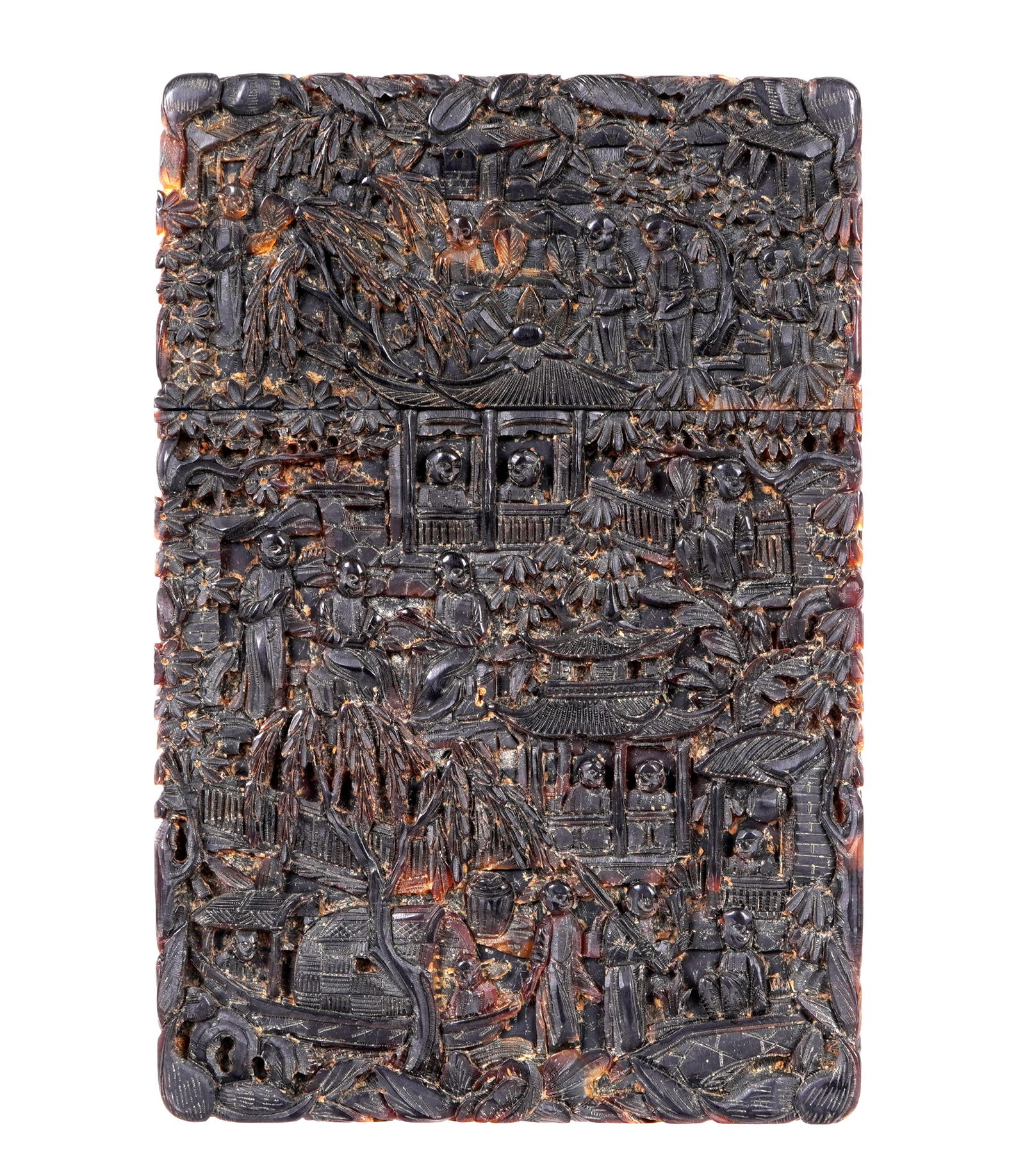 Chinese Export Carved Tortoiseshell Card Case (1 of 10)