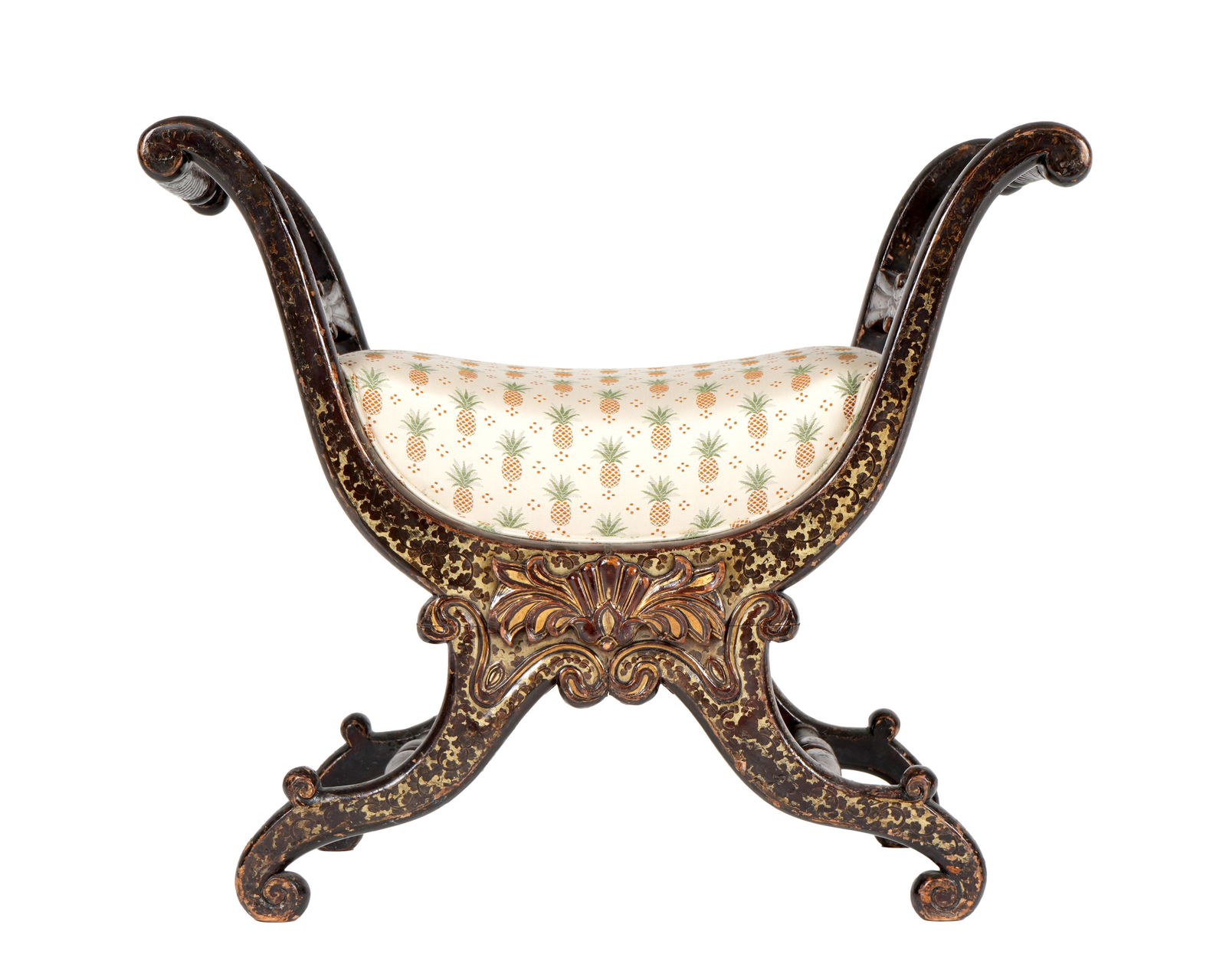 Chinese Export Carved Gilt Decorated Stool (1 of 6)