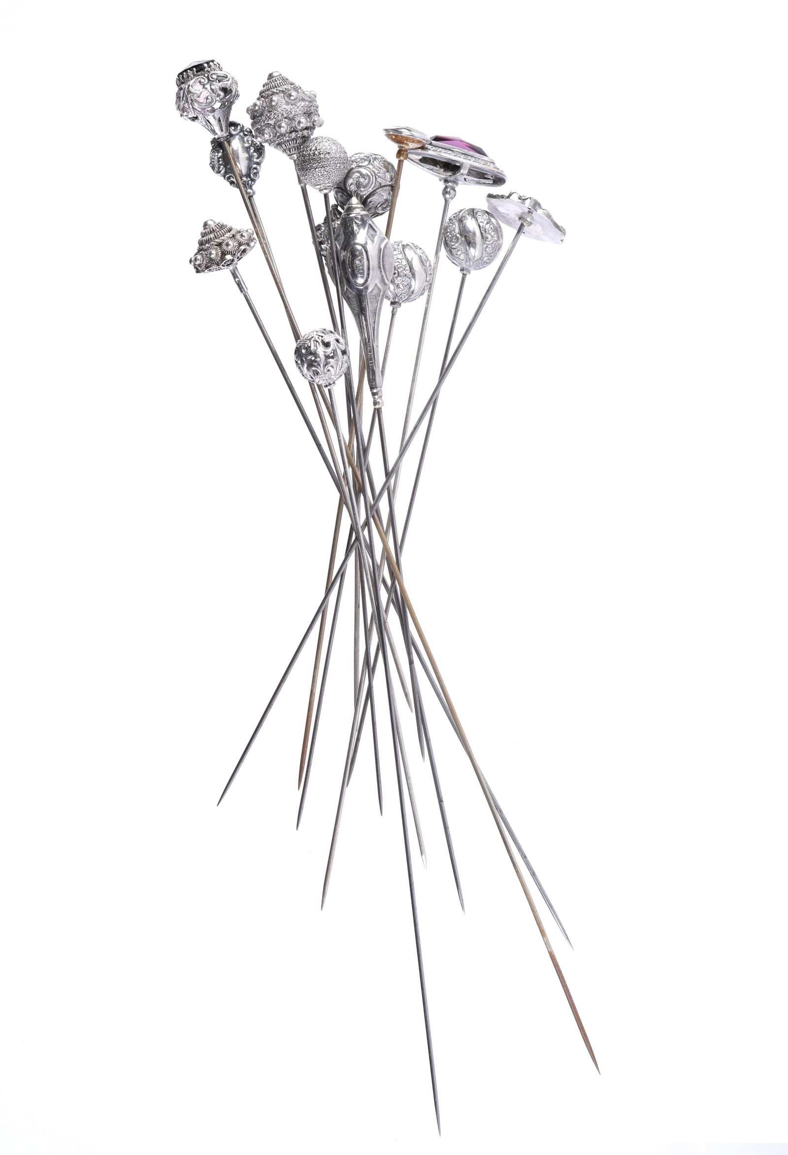 13 Vintage and Antique Silver Hat Pins (1 of 12)