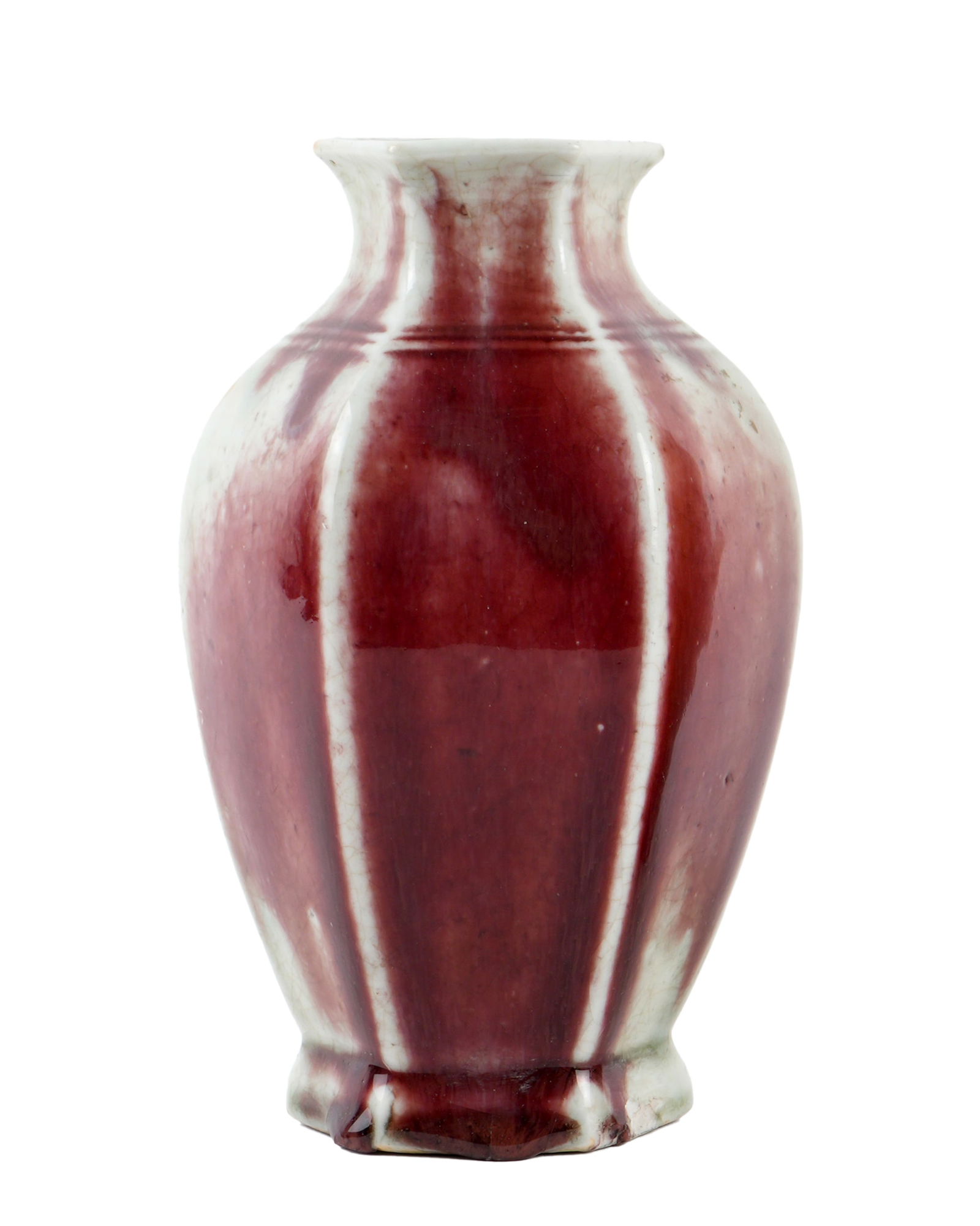 Chinese Hexagonal Celadon Red Flambe Vase (1 of 7)