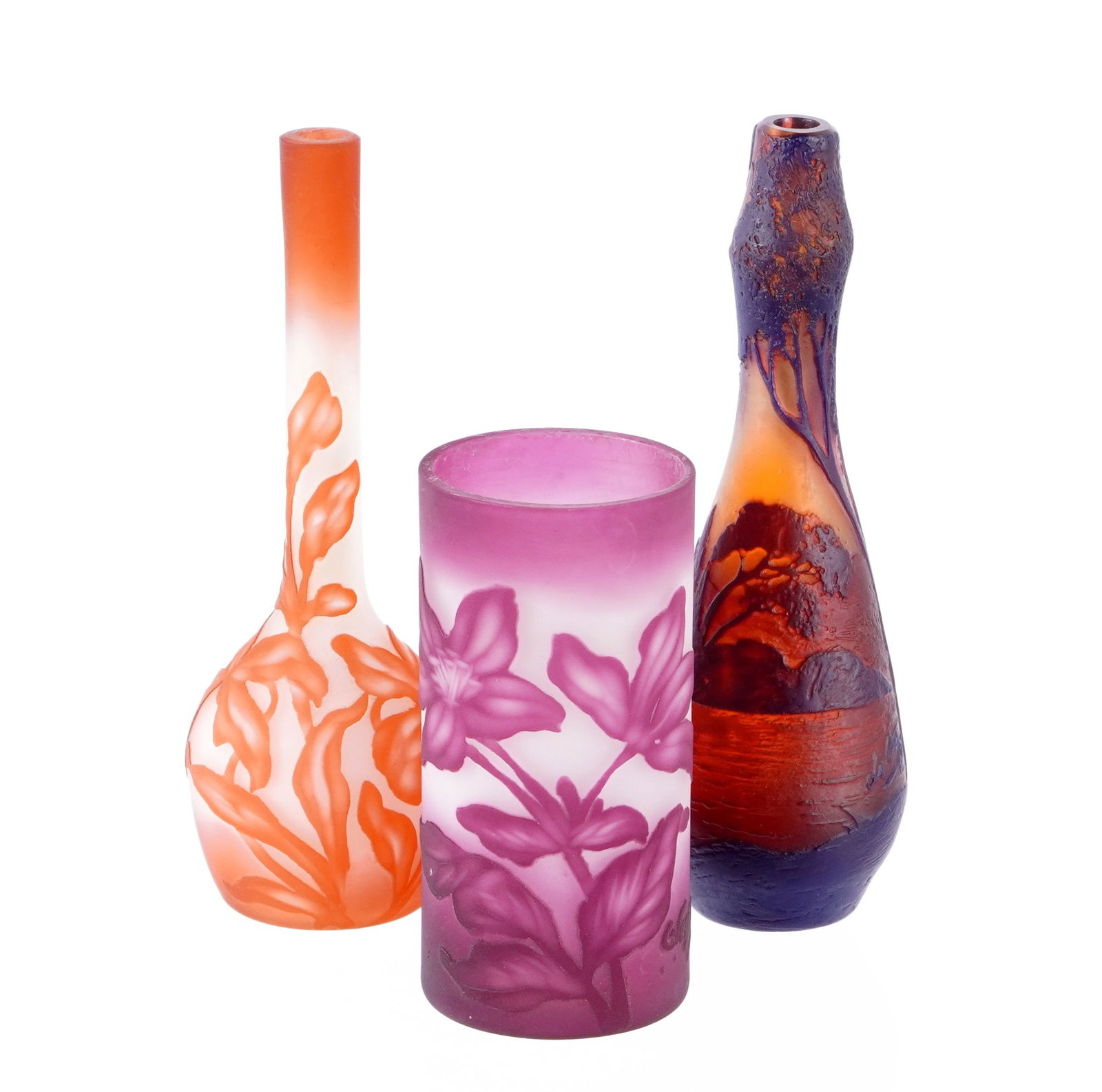 Three Vessiere and Devez Cameo Cut Art Glass Vases (1 of 20)
