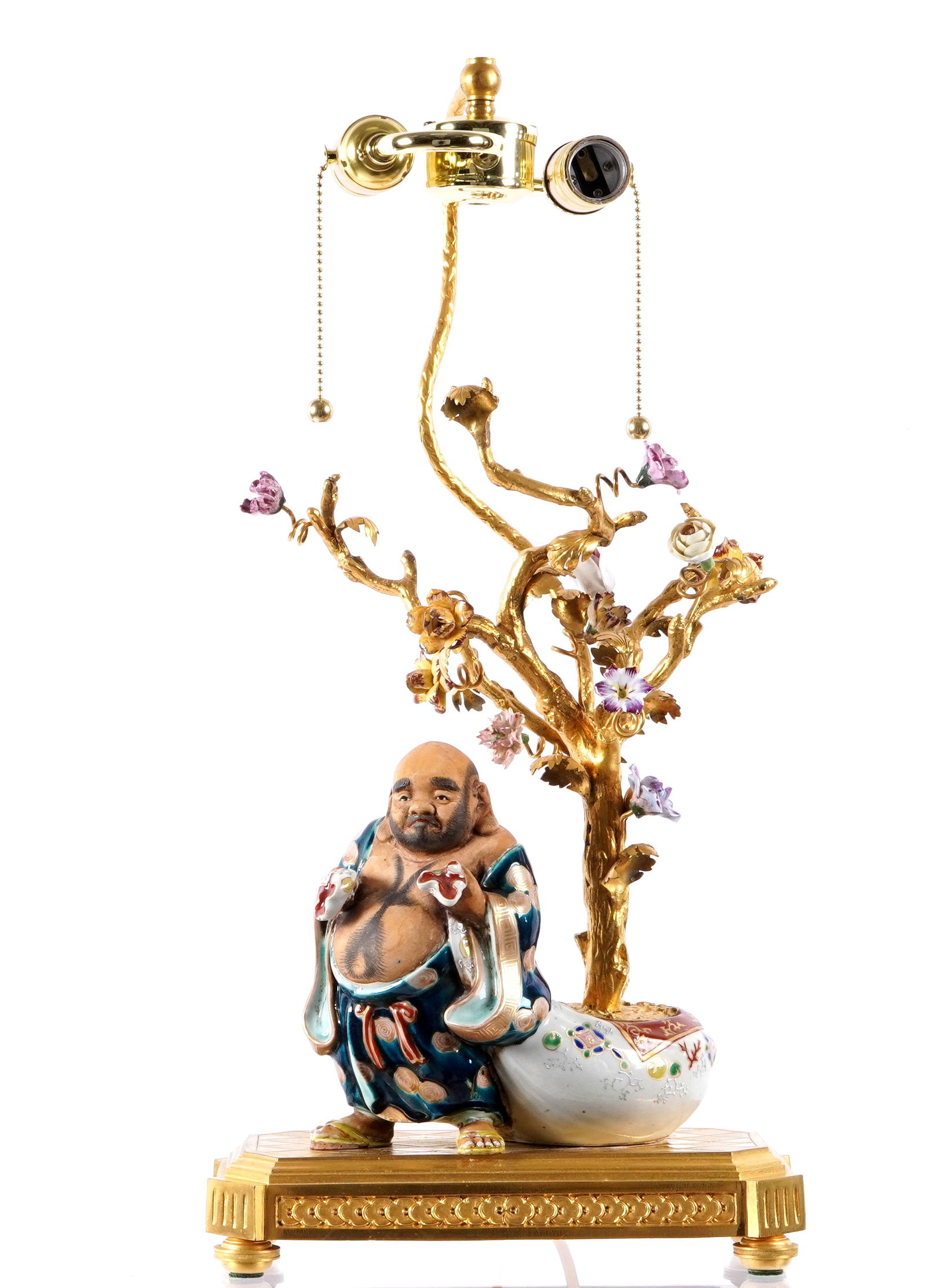 Chinese Gilt Bronze and Porcelain Figural Lamp (1 of 9)