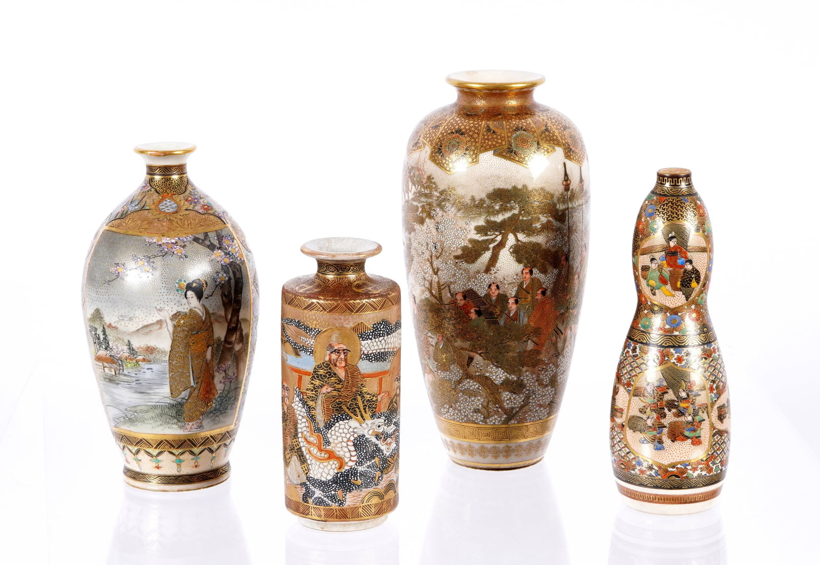 Four Pieces Japanese Satsuma Vases (1 of 8)