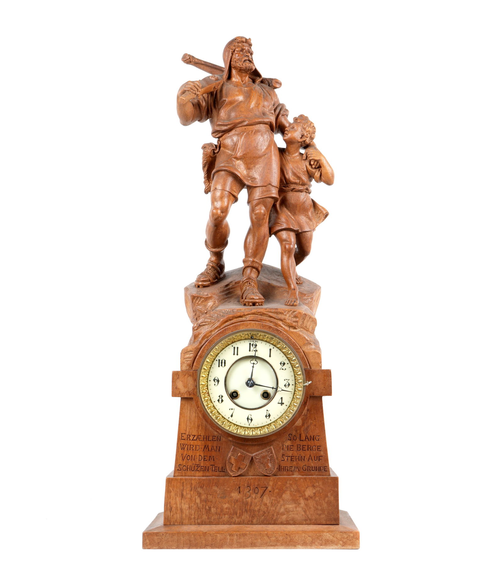 Black Forest Carved Figural Mantle Clock (1 of 11)