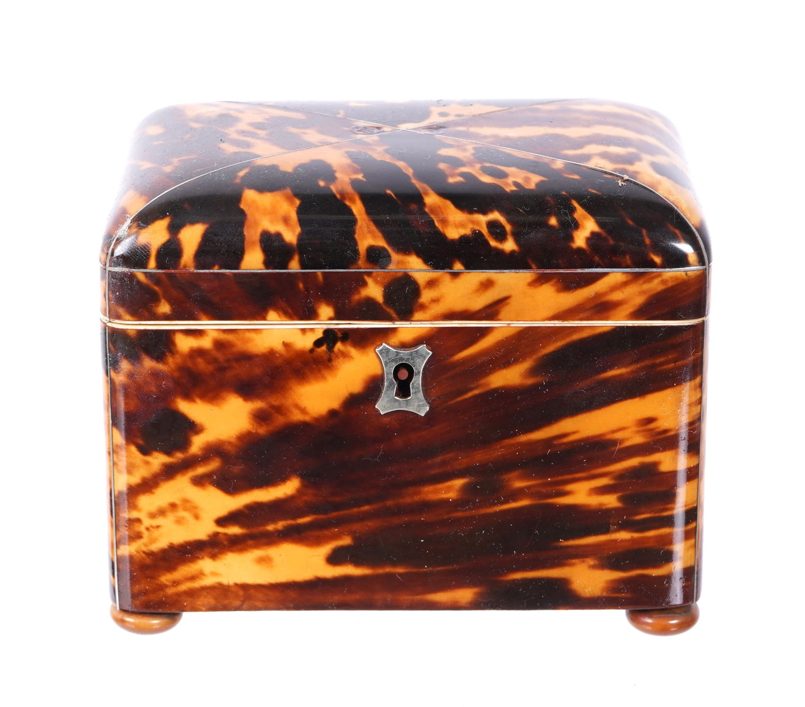 English Regency Tortoise Shell Tea Caddy (1 of 15)