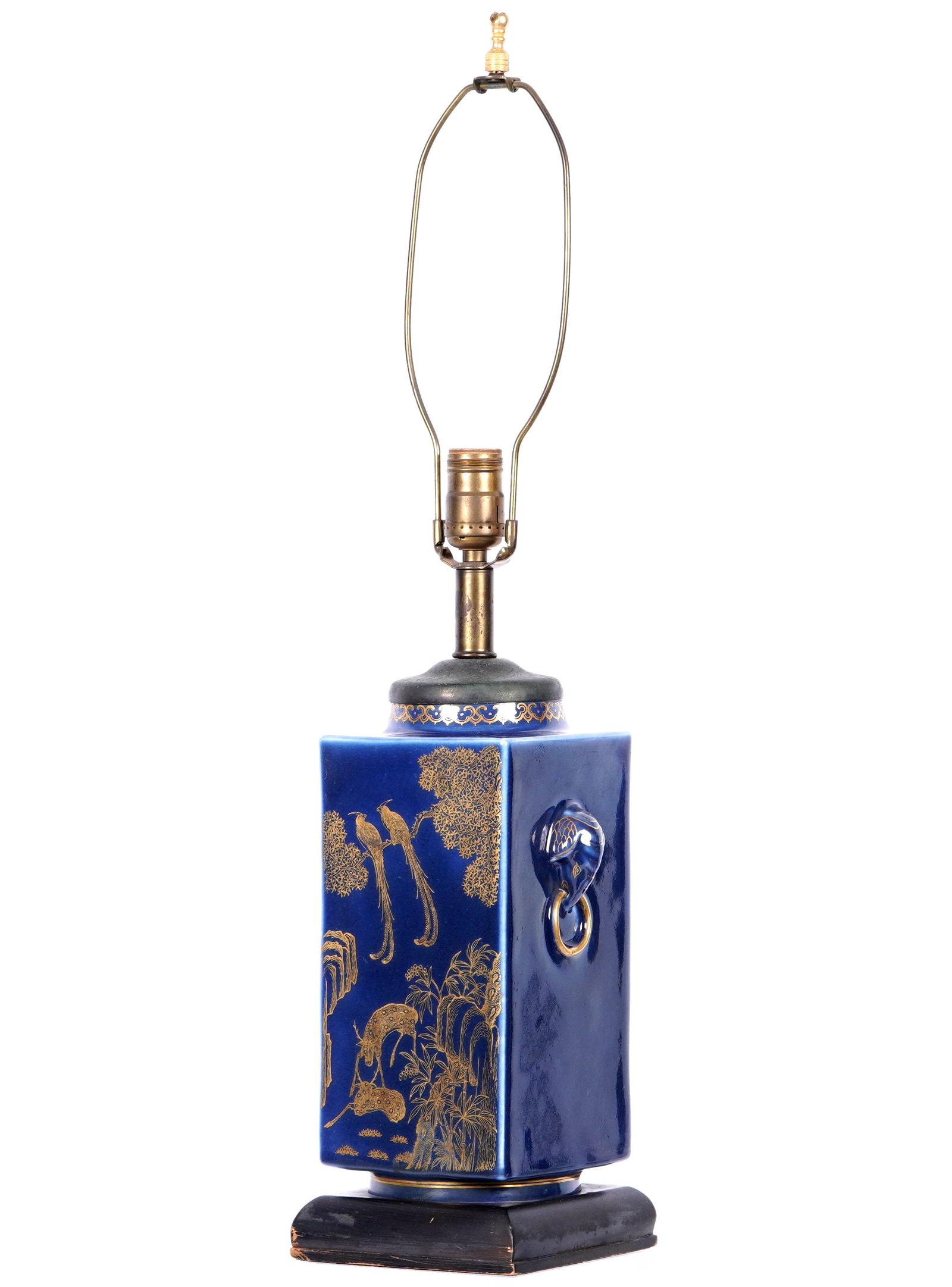 Chinese Famille Bleu and Gilt Porcelain Lamp (1 of 14)