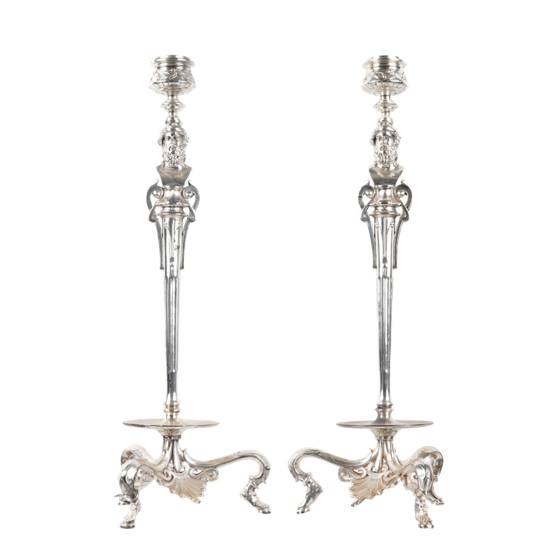 Pair Barbedienne Silverplate Candlesticks (1 of 9)