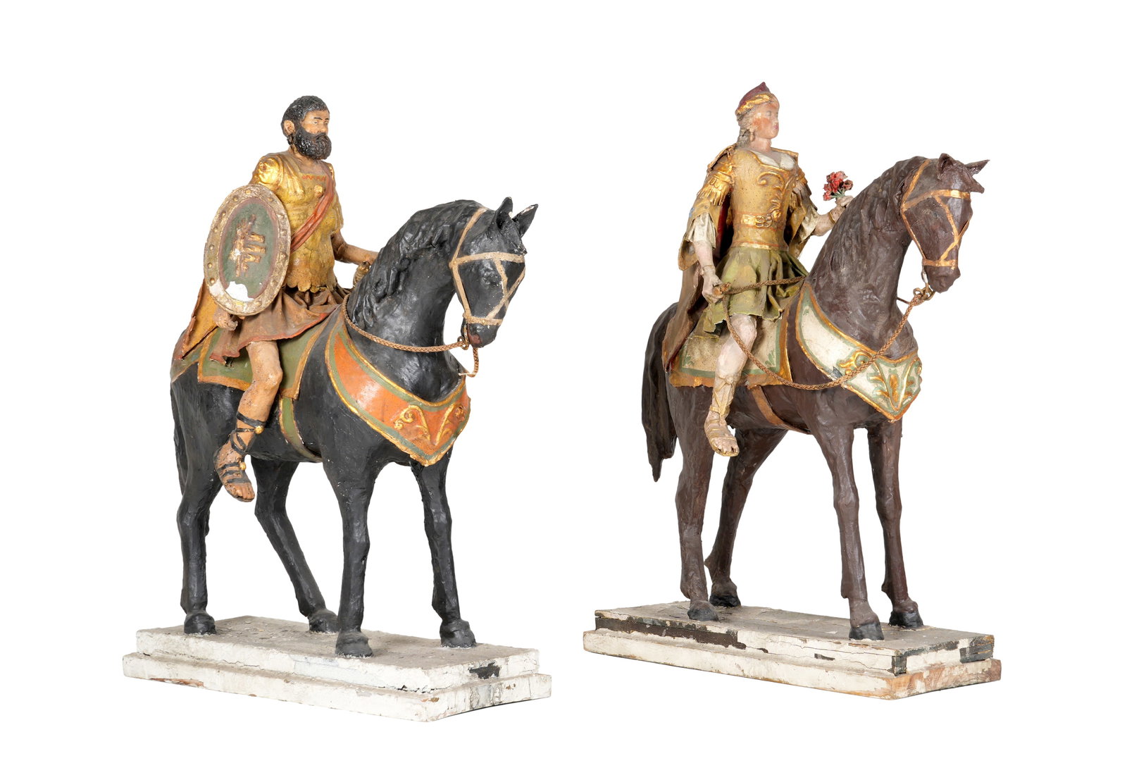 Pair Italian Paper Mache Man and Woman on Horses (1 of 9)