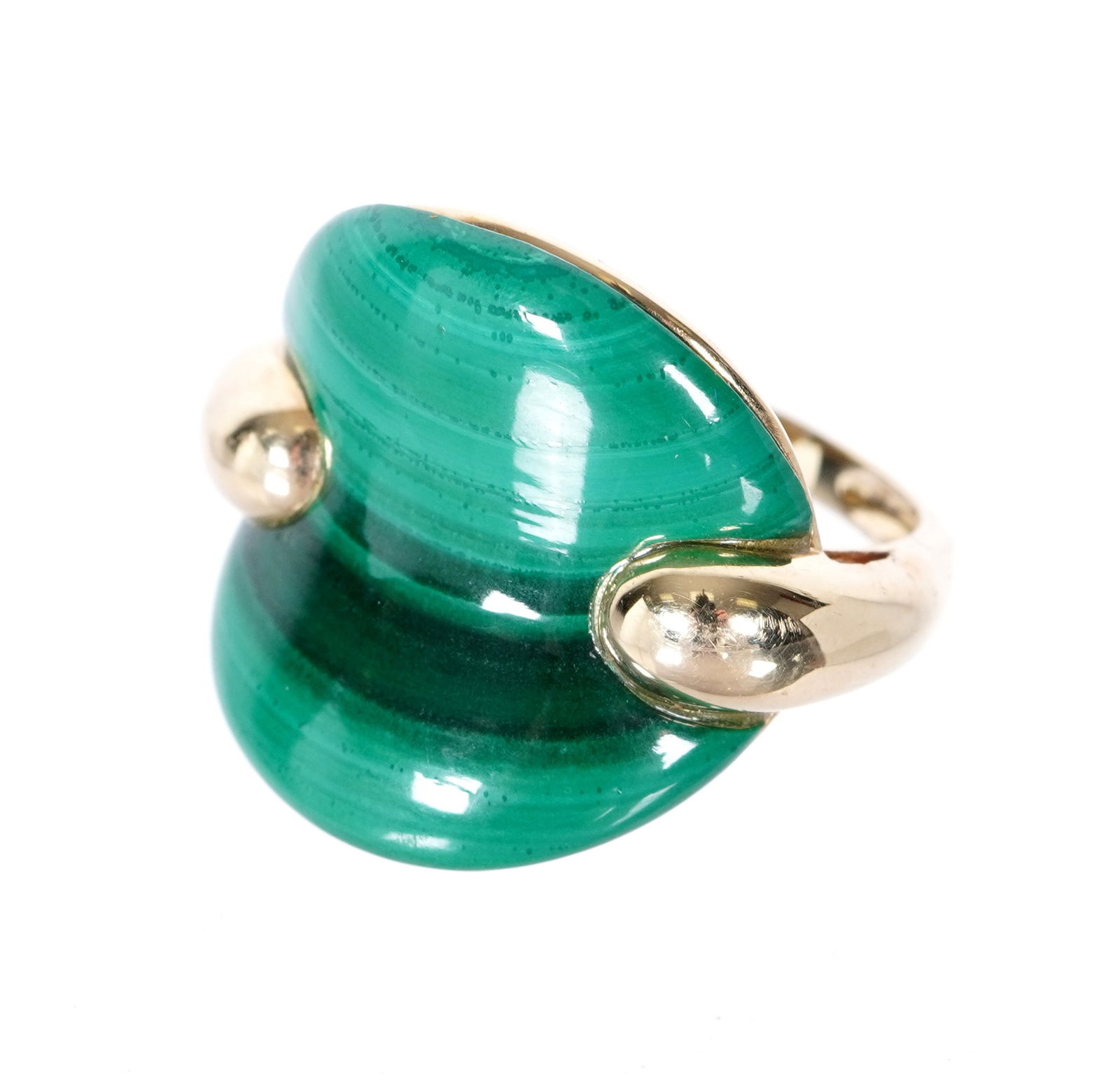 14k Gold and Malachite Free Form Ring (1 of 8)