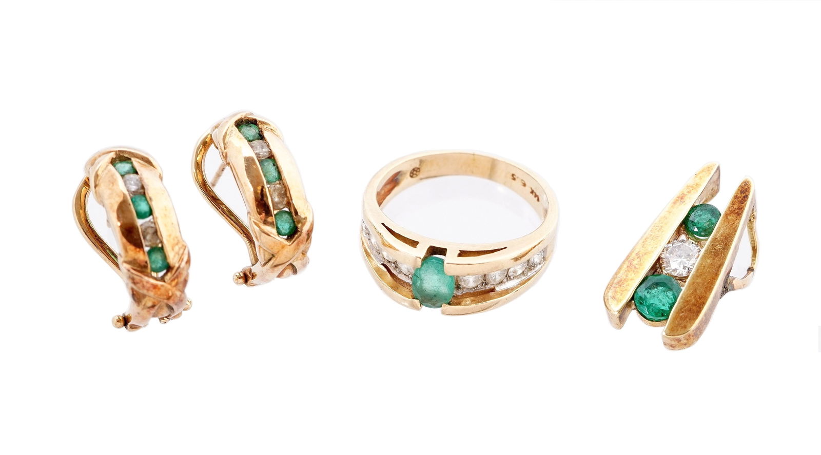 14k & 10K Gold Diamond and Emerald Jewelry Suite (1 of 14)