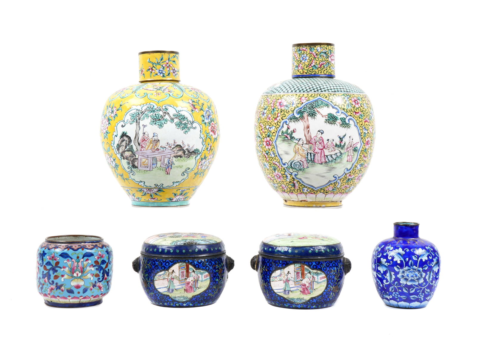 Six Chinese Enameled Metal Jars and Vases (1 of 7)