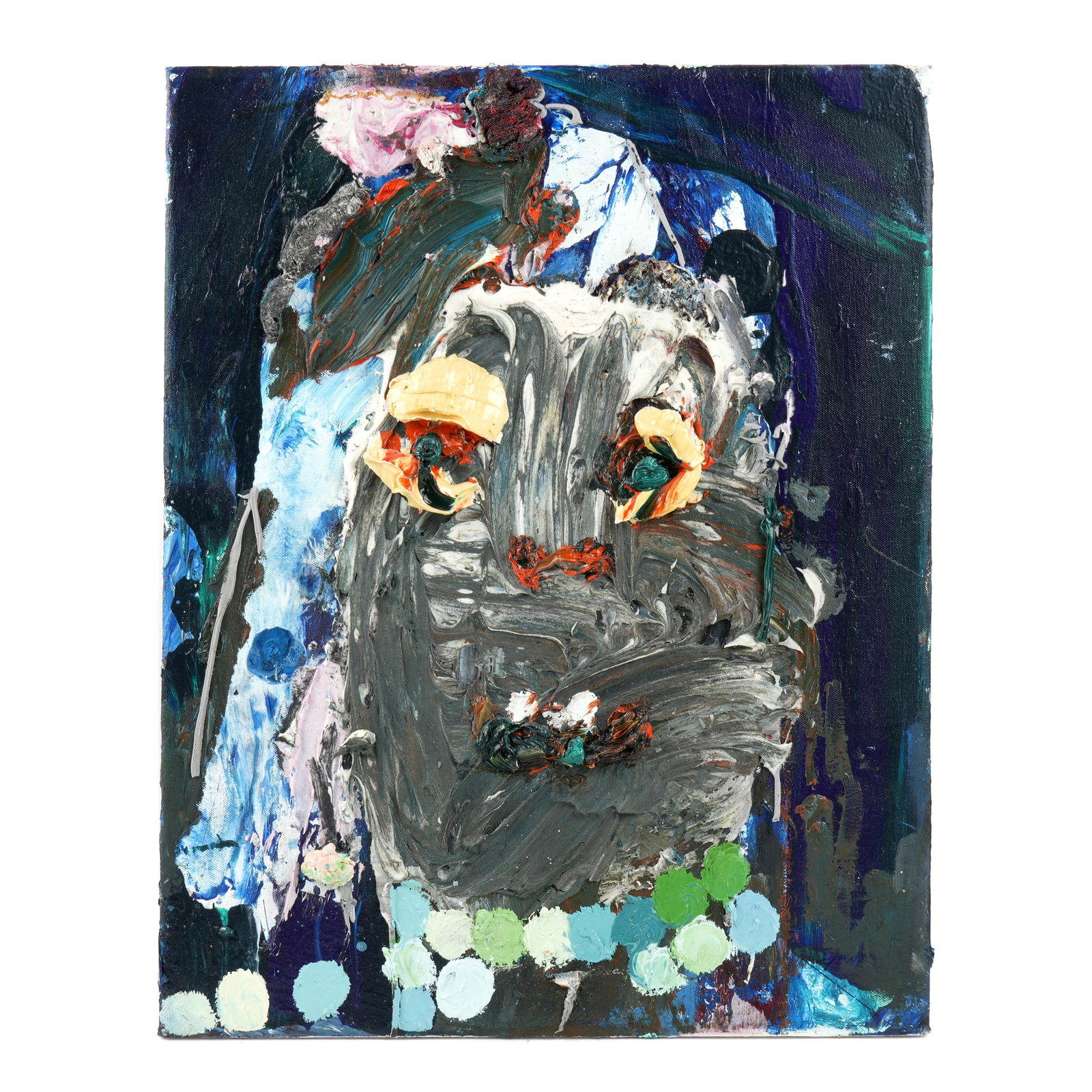 Summer Wheat Mixed Media Abstract Painting: WHEAT, Summer, (American, b. 1977): "Erlinda the Relic", abstract bust mixed media Oil/Acrylic/Composite on Canvas, signed, titled and dated 2010 verso, Samson Gallery label verso as well, 20" x 16",