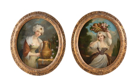 Two 19th Century French School Portraits of Girls