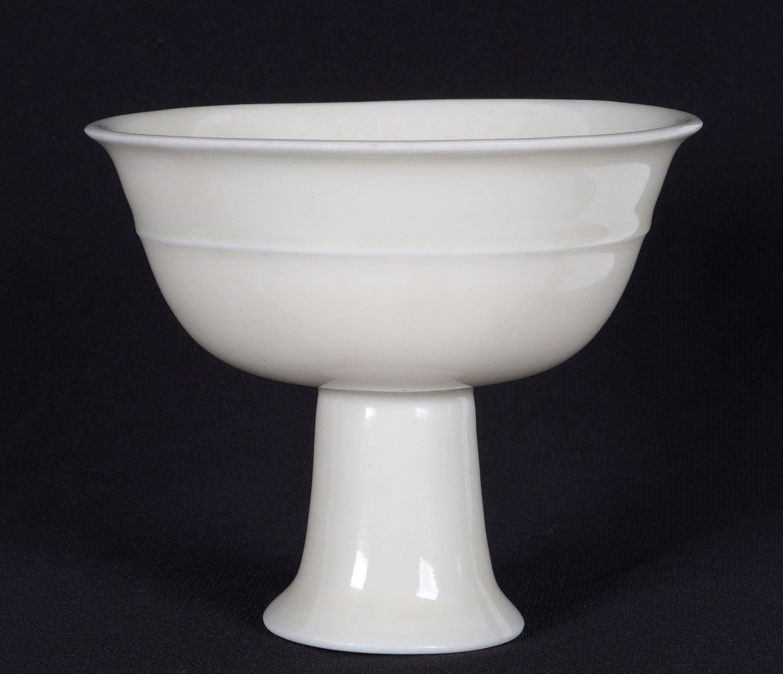 17th/18th Century Chinese Dehua Blanc de Chine Stem Cup / Bowl: Chinese porcelain stem cup or bowl, blanc de chine white glaze, no visible markings, 4.5" h. x 5.25". Ex- Sotheby's Lot 189, March 19-20, 2013.
