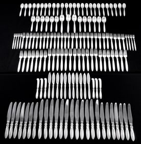 132 piece Georg Jensen Cactus Sterling Flatware