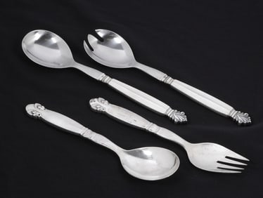 2 Georg Jensen Sterling Salad Serving Sets