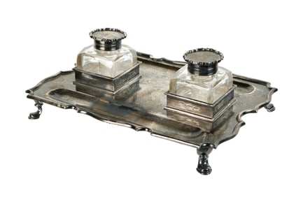 19th Century Goldsmiths Sterling Silver Inkstand