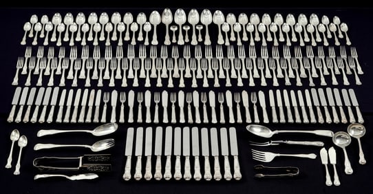 176 piece English Kings Sterling Flatware Set
