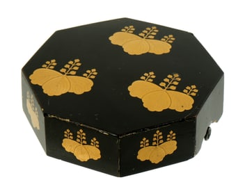 Japanese Black & Gold Lacquer Covered Box