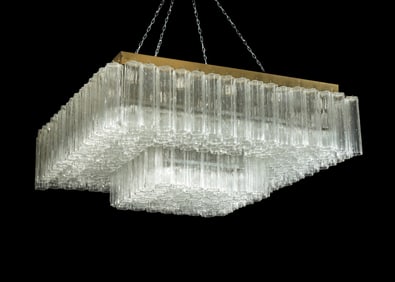Large Attrib. Venini Tronchi Square Chandelier
