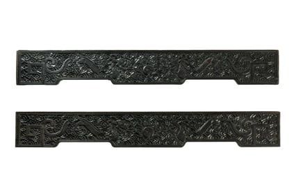 Pair Chinese Carved Zitan Architectural Panels
