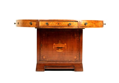 English Inlaid Leather Top Rent / Drum Table