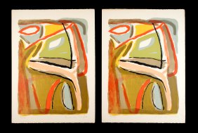 Two 1968 Bram Van Velde Soleil Lithographs